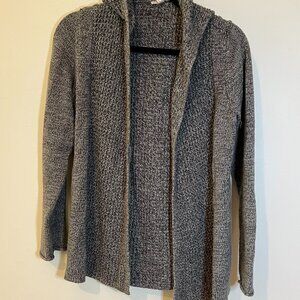 Grey Organic Cotton Hooded Open Front Cardigan